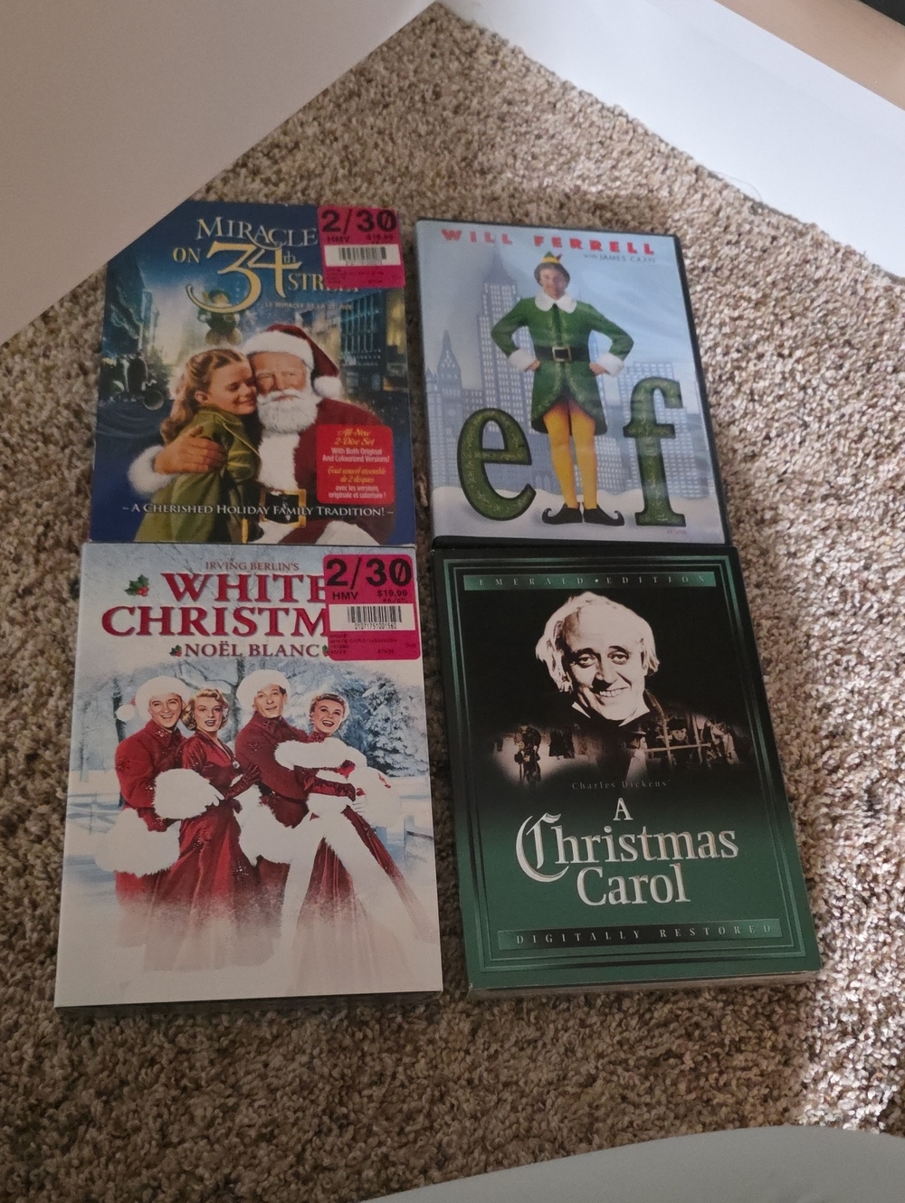 Holiday Christmas Movie DVD Collection - Green, Red, White Covers
